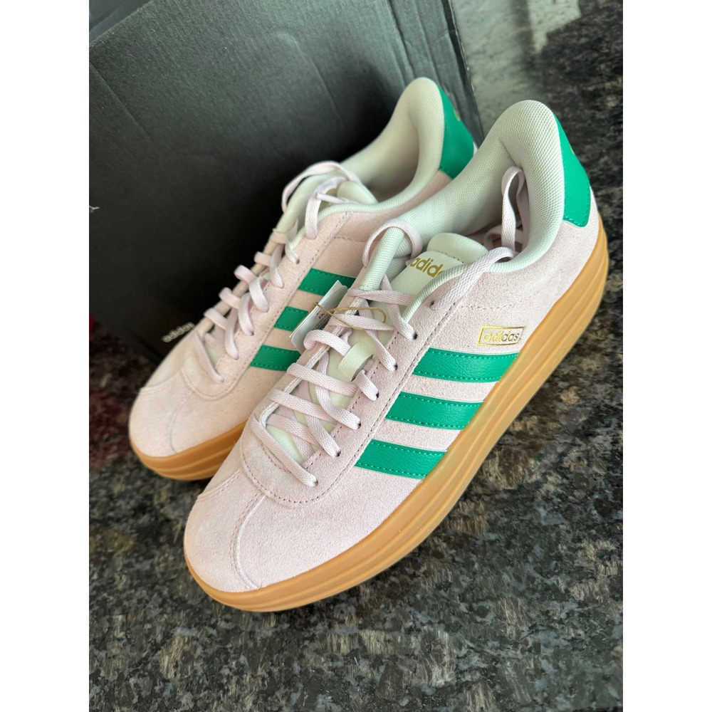 Adidas VL Court Bold Pink Green Suede Platform Sneakers Womens 9.5‎ JP6916 NEW - Picture 2 of 8